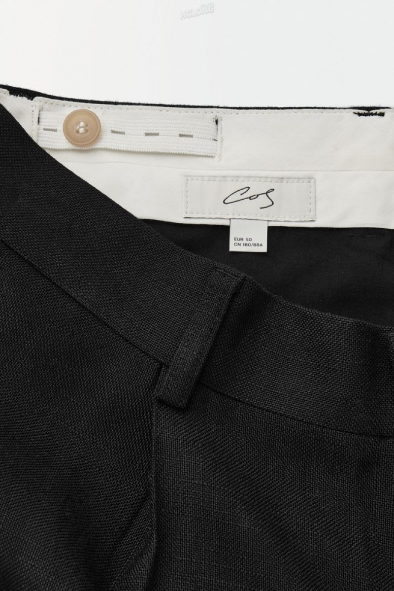 Black COS The Tailored Straight-Leg Trousers | KY73-O2BR