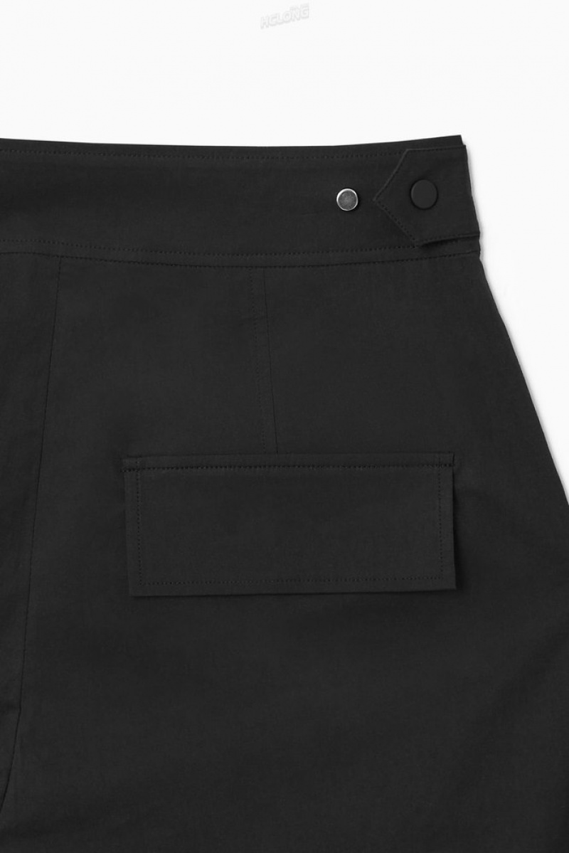 Black COS Utility Barrel-Leg Pants | EK06-H8UY