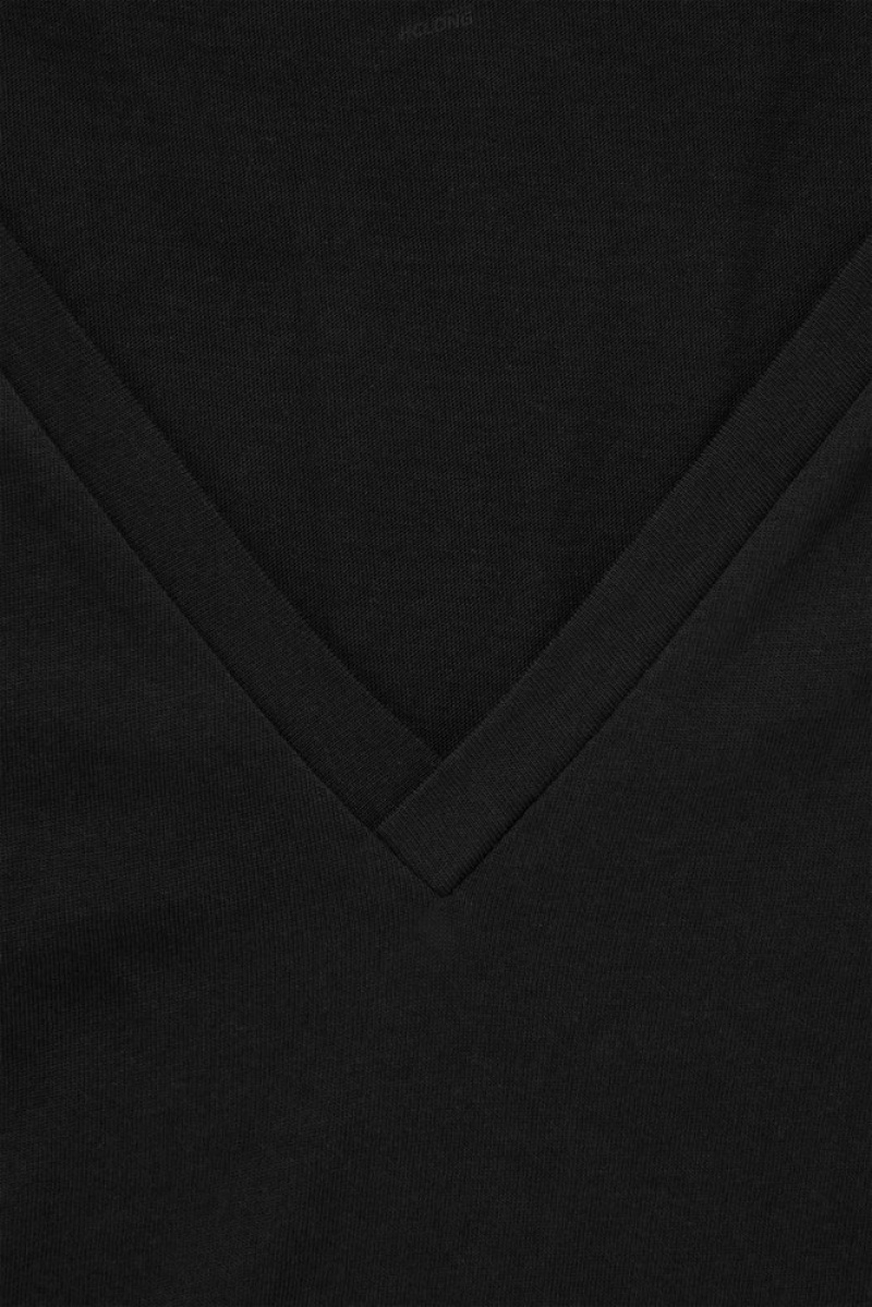 Black COS V-Neck T-Shirt | UT59-B6BJ