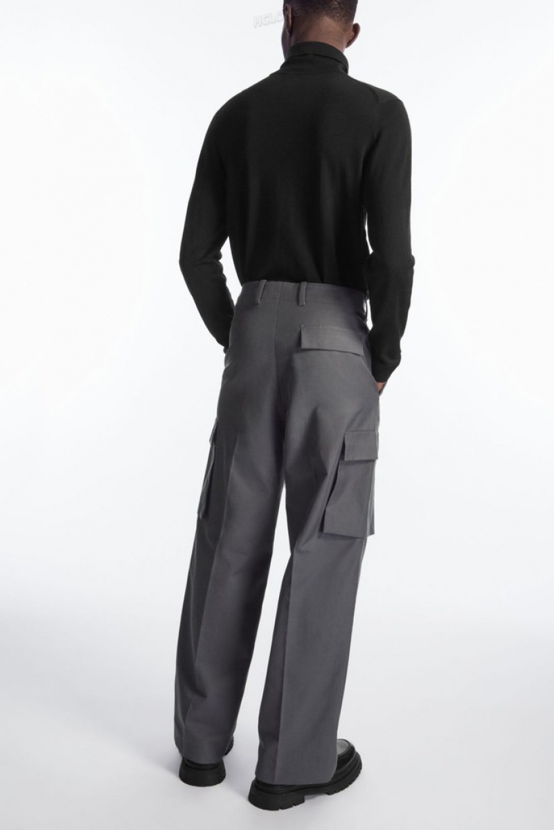 Black COS Wide-Leg Cargo Pants | CN23-F3SN