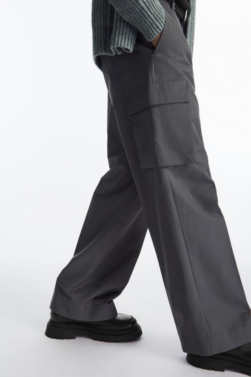 Black COS Wide-Leg Cargo Pants | CN23-F3SN