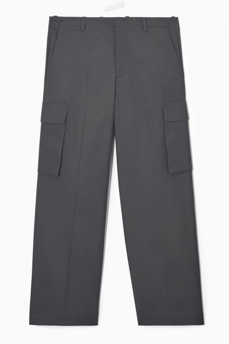 Black COS Wide-Leg Cargo Pants | CN23-F3SN