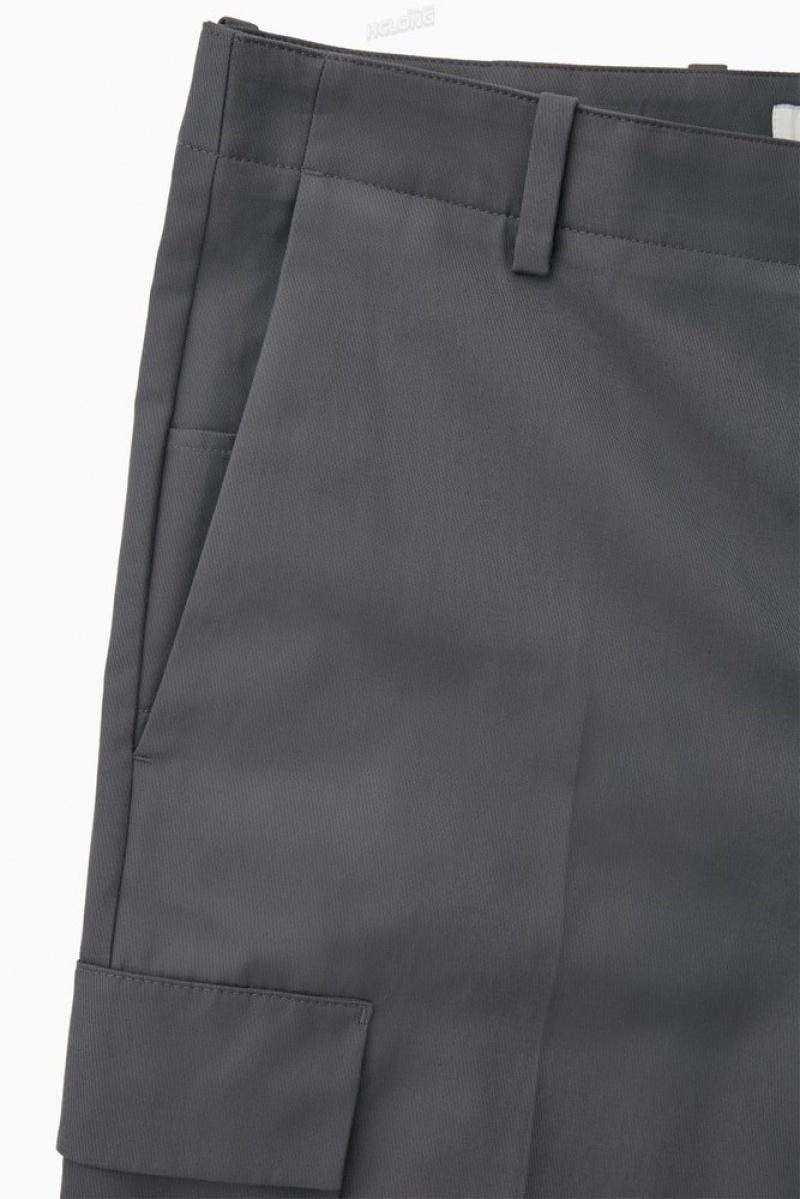 Black COS Wide-Leg Cargo Pants | CN23-F3SN