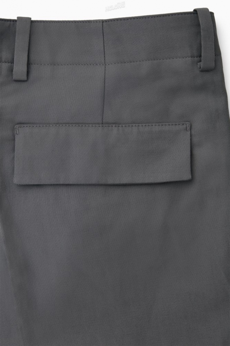 Black COS Wide-Leg Cargo Pants | CN23-F3SN