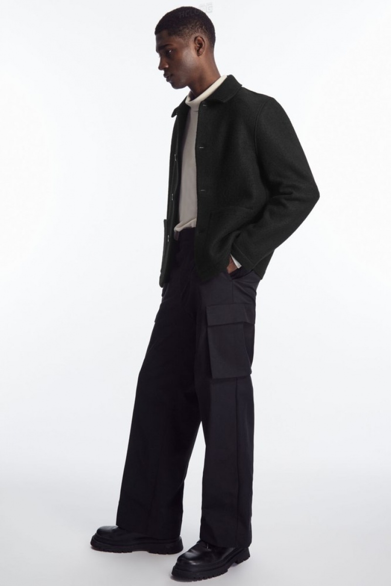 Black COS Wide-Leg Cargo Pants | RZ21-L4QD