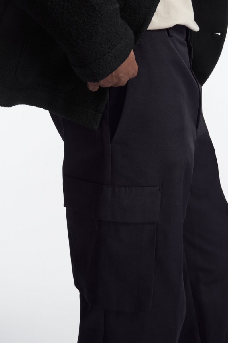 Black COS Wide-Leg Cargo Pants | RZ21-L4QD