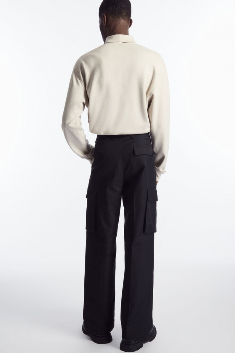 Black COS Wide-Leg Cargo Pants | RZ21-L4QD