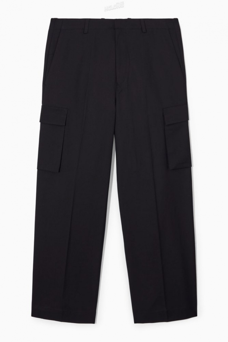 Black COS Wide-Leg Cargo Pants | RZ21-L4QD