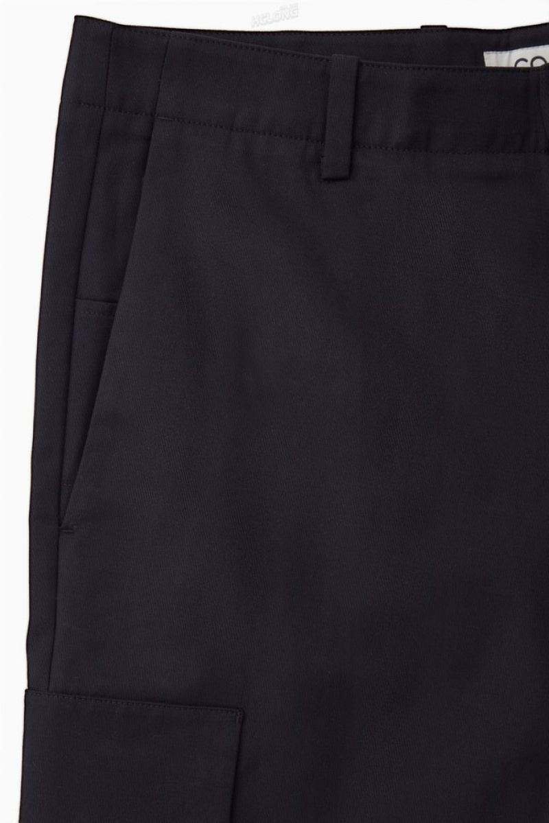 Black COS Wide-Leg Cargo Pants | RZ21-L4QD