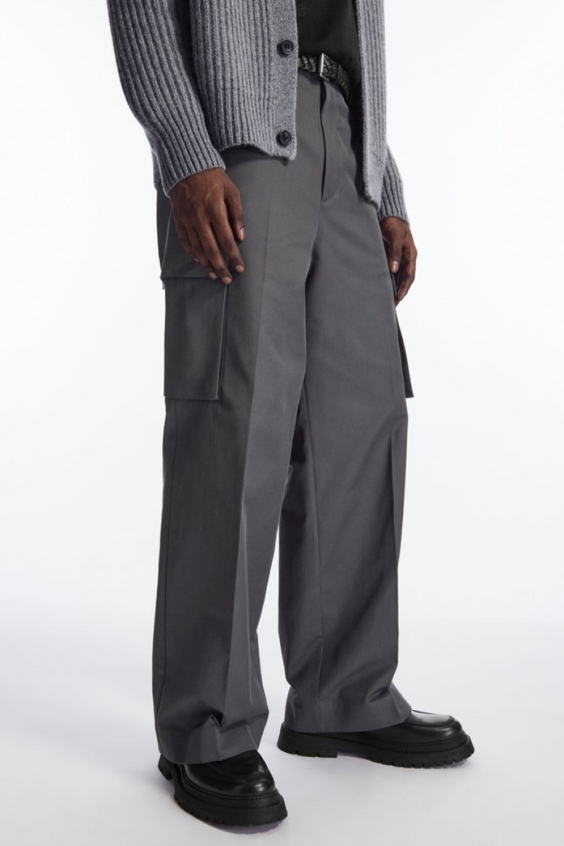 Black COS Wide-Leg Cargo Trousers | IM28-H7ST