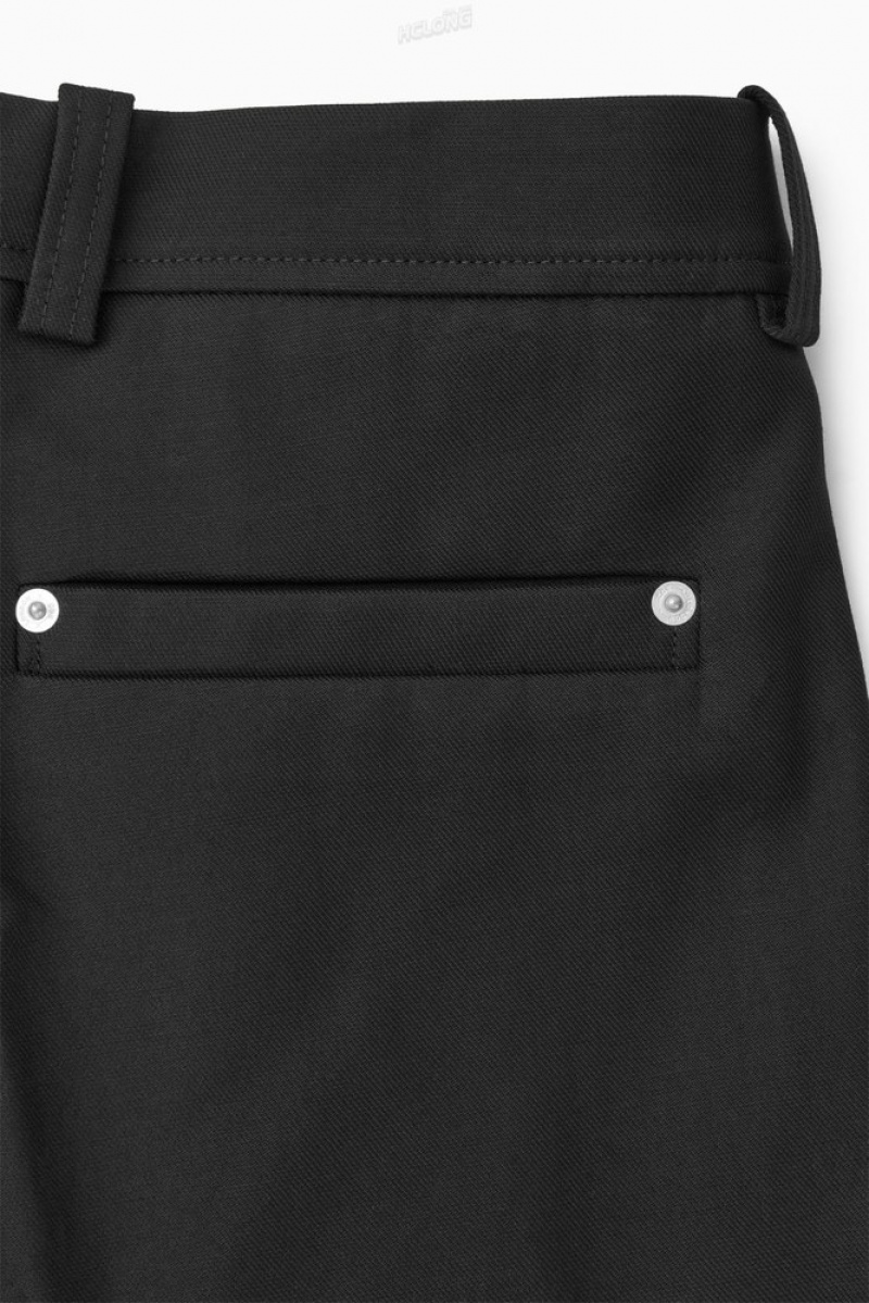 Black COS Wide-Leg Pleated Utility Pants | UE44-D4PX