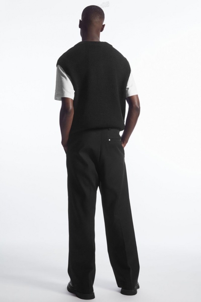 Black COS Wide-Leg Pleated Utility Pants | UE44-D4PX