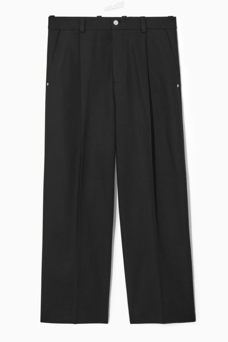 Black COS Wide-Leg Pleated Utility Pants | UE44-D4PX