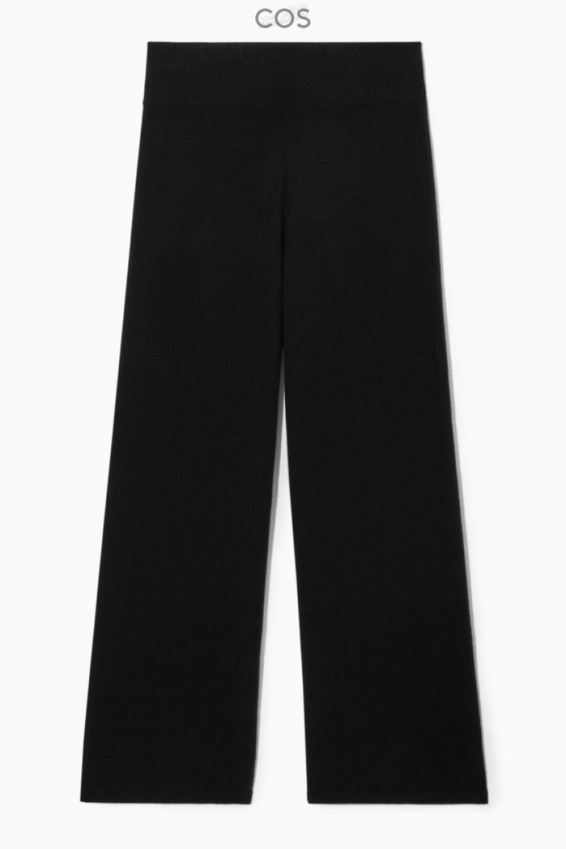 Black COS Wide-Leg Pure Cashmere Trousers | PS59-K8LR