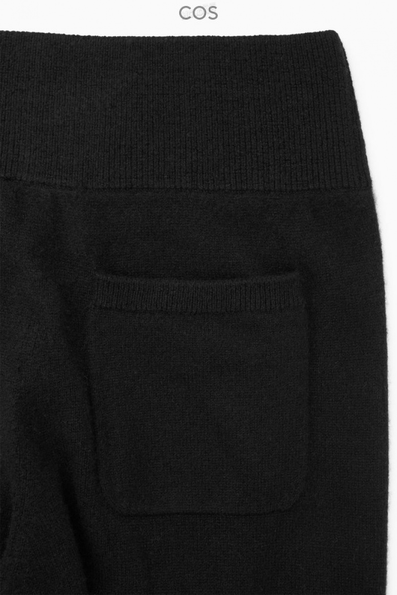 Black COS Wide-Leg Pure Cashmere Trousers | PS59-K8LR