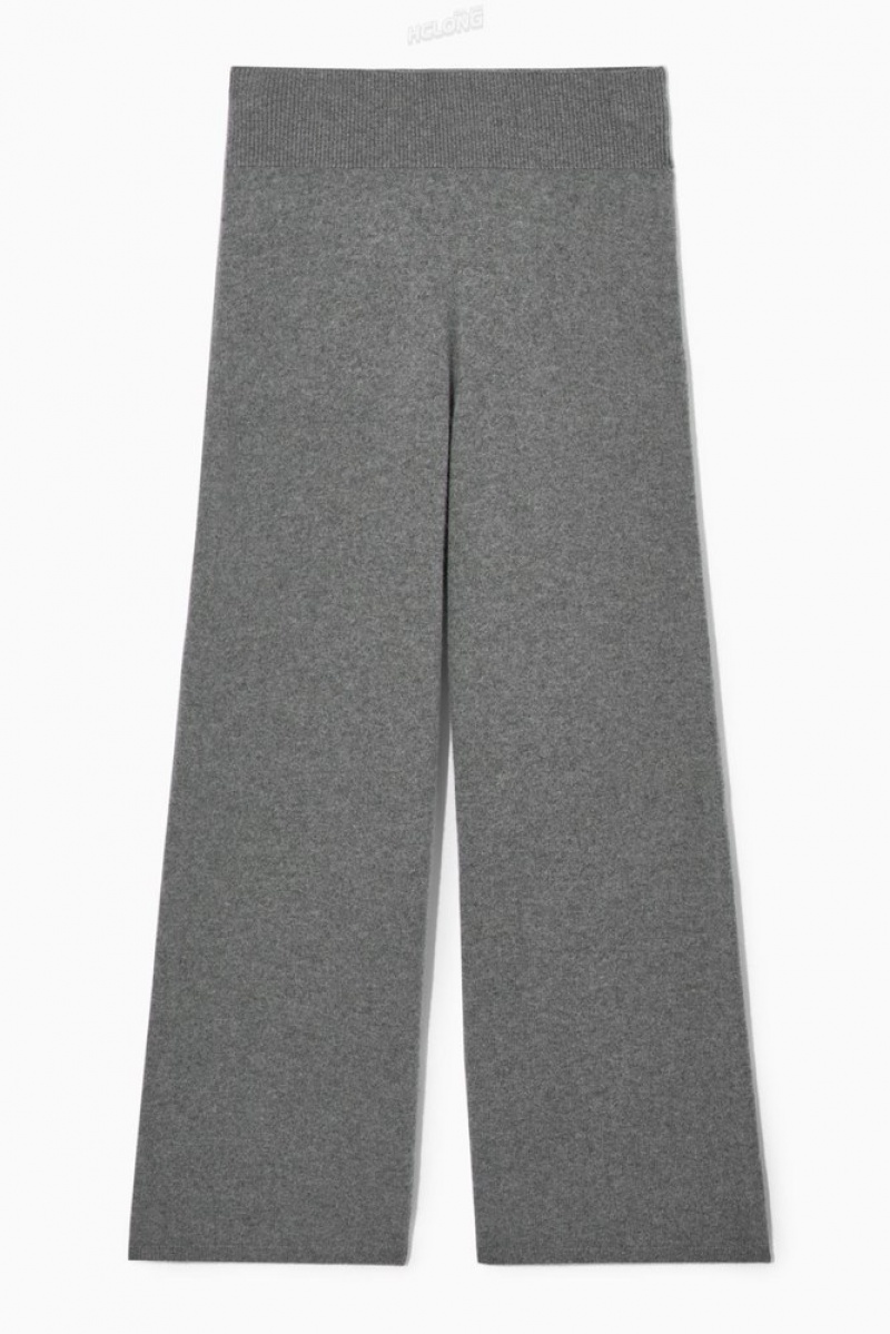 Black COS Wide-Leg Pure Cashmere Trousers | CZ18-O2AR