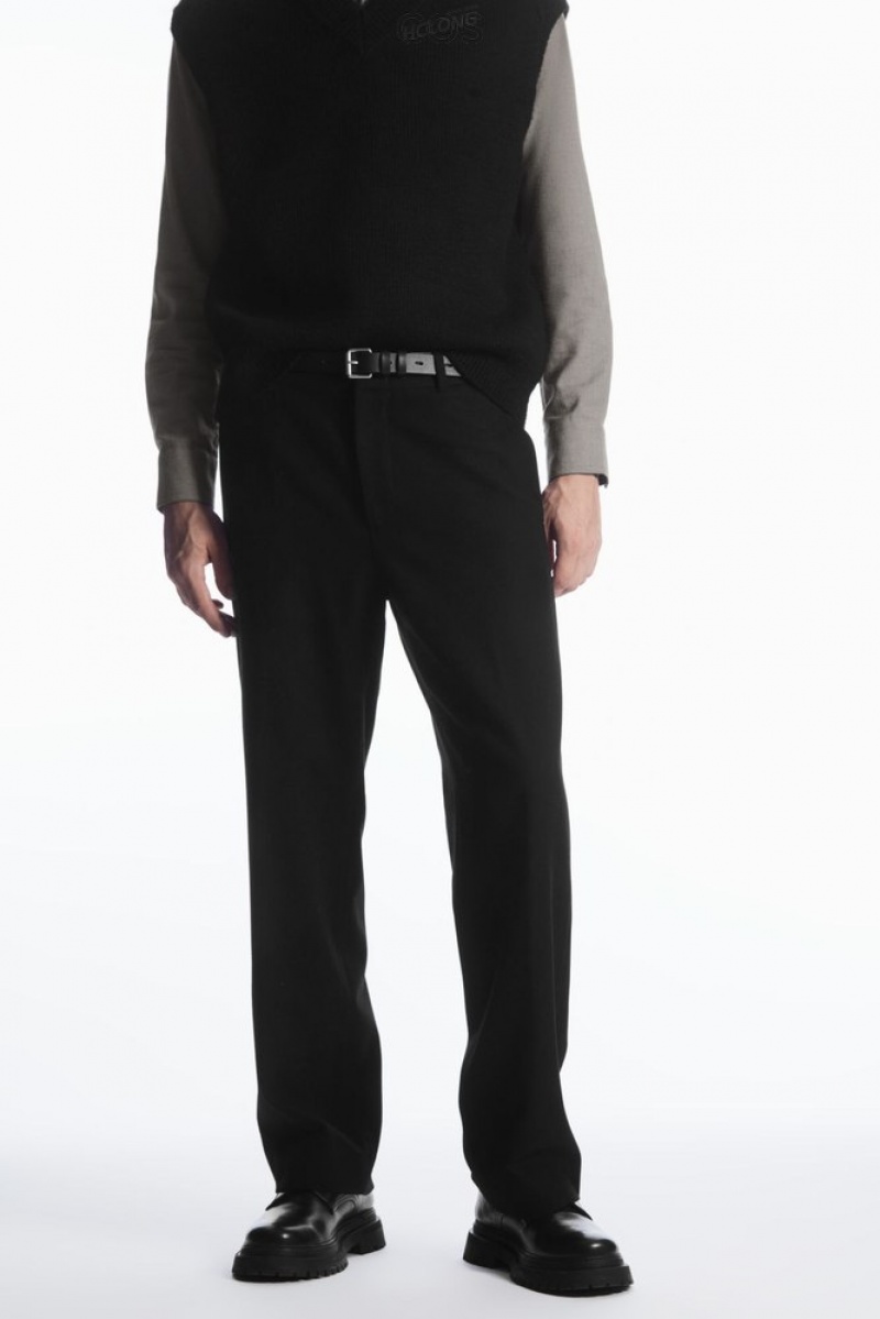 Black COS Wool-Blend Relaxed Tailored Pants | WW22-K2LT