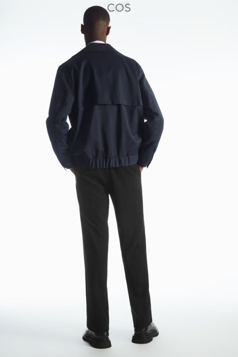 Black COS Wool-Blend Relaxed Tailored Trousers | FP21-D7FO