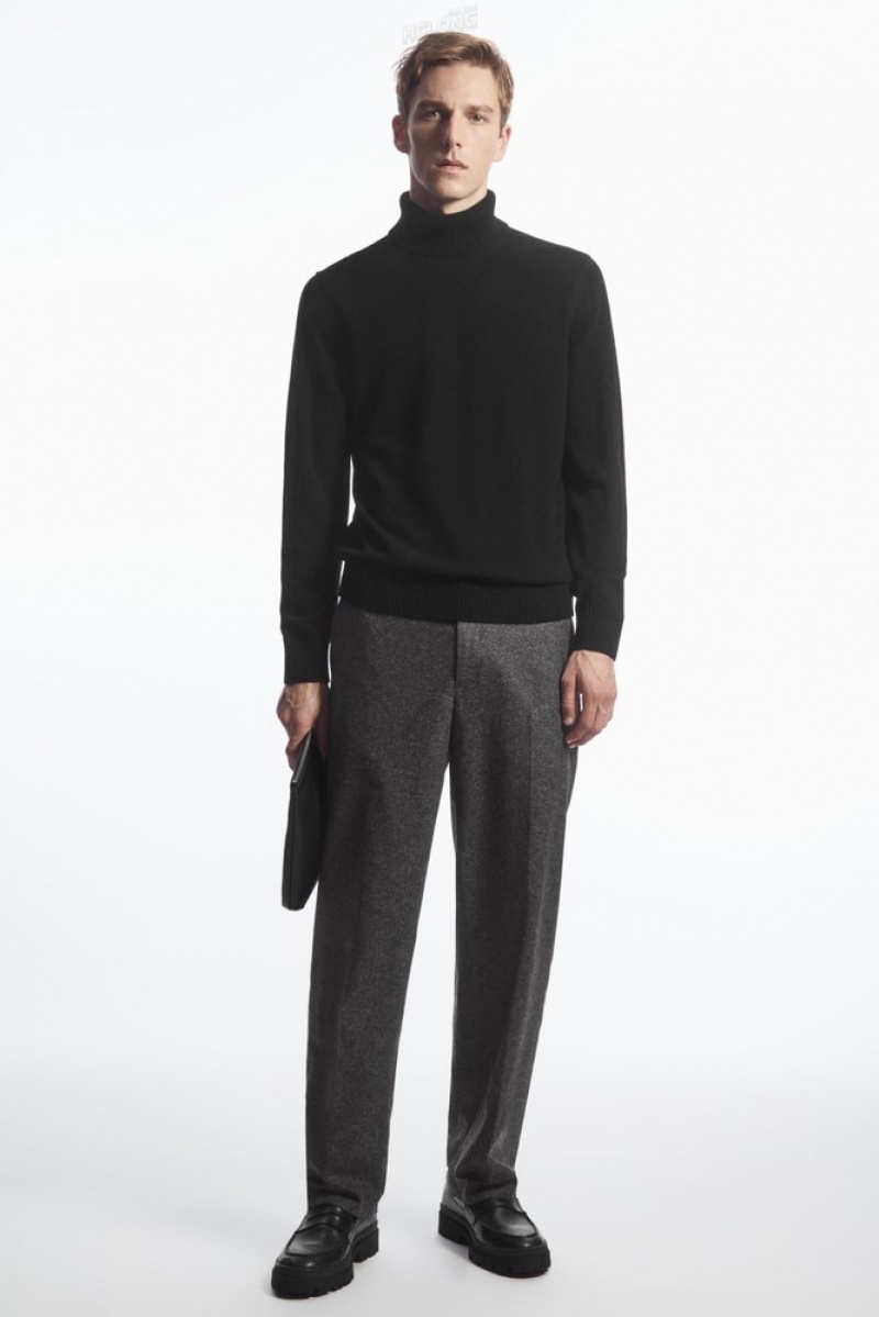 Black COS Wool-Cashmere Turtleneck Sweater | FZ35-B9JR