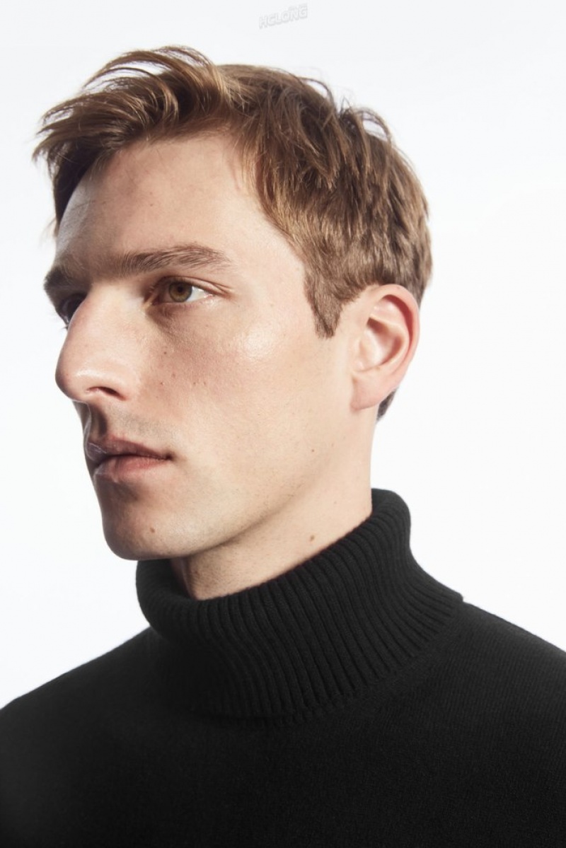 Black COS Wool-Cashmere Turtleneck Sweater | FZ35-B9JR