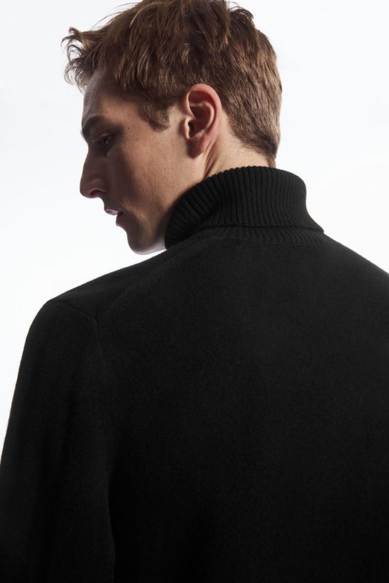 Black COS Wool-Cashmere Turtleneck Sweater | FZ35-B9JR