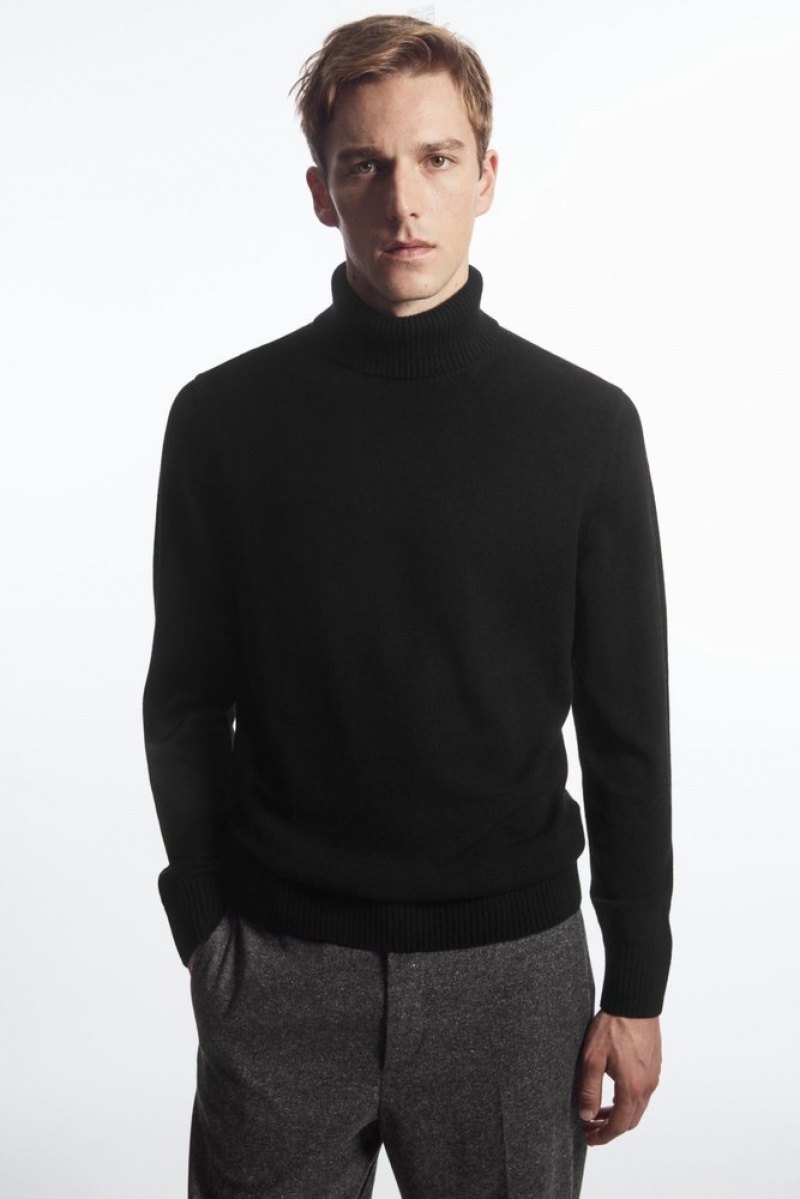 Black COS Wool-Cashmere Turtleneck Sweater | FZ35-B9JR