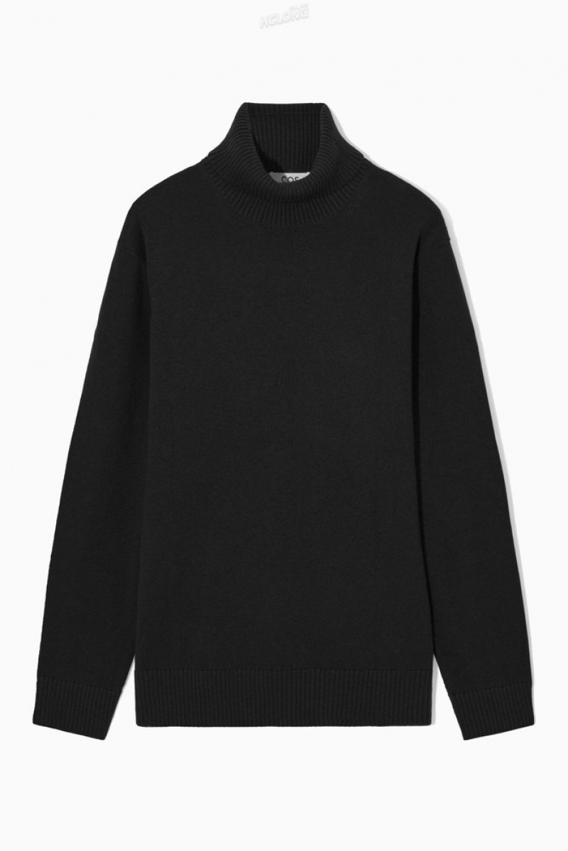 Black COS Wool-Cashmere Turtleneck Sweater | FZ35-B9JR