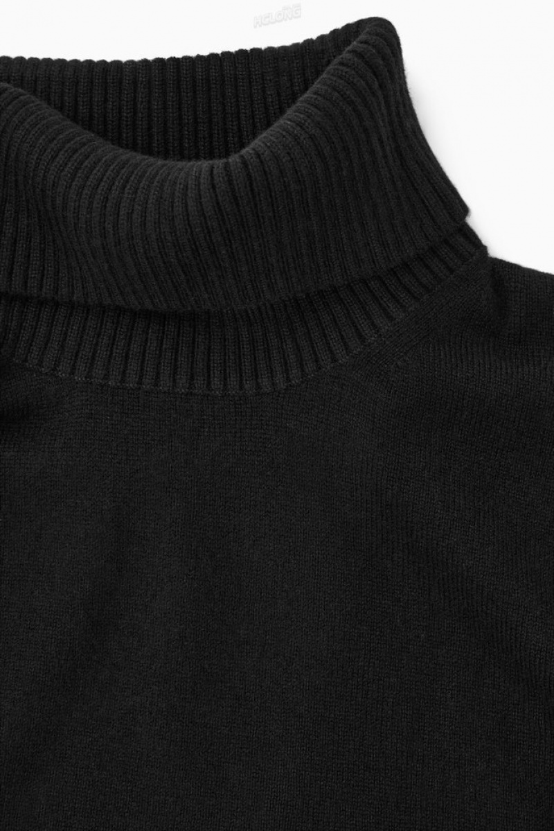 Black COS Wool-Cashmere Turtleneck Sweater | FZ35-B9JR