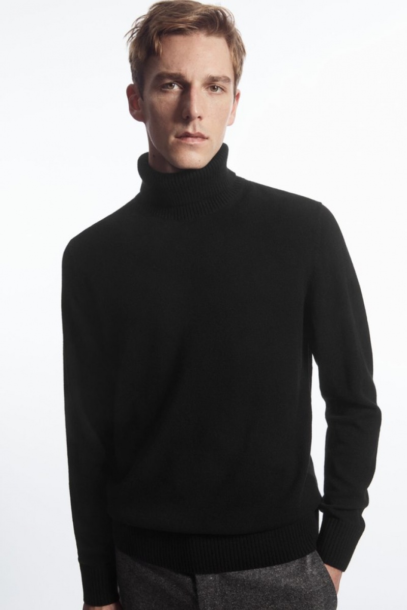 Black COS Wool-Cashmere Turtleneck Sweater | FZ35-B9JR