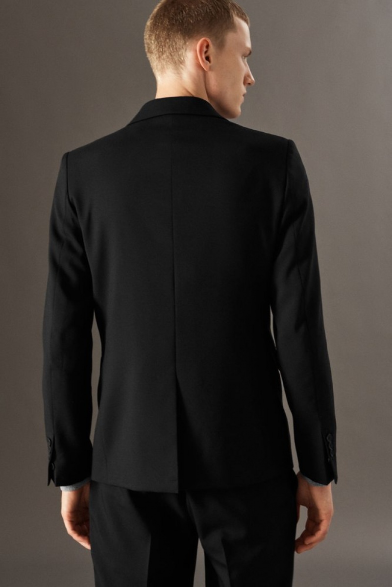 Black COS Wool-Hopsack Blazer - Slim | EN59-L7OF