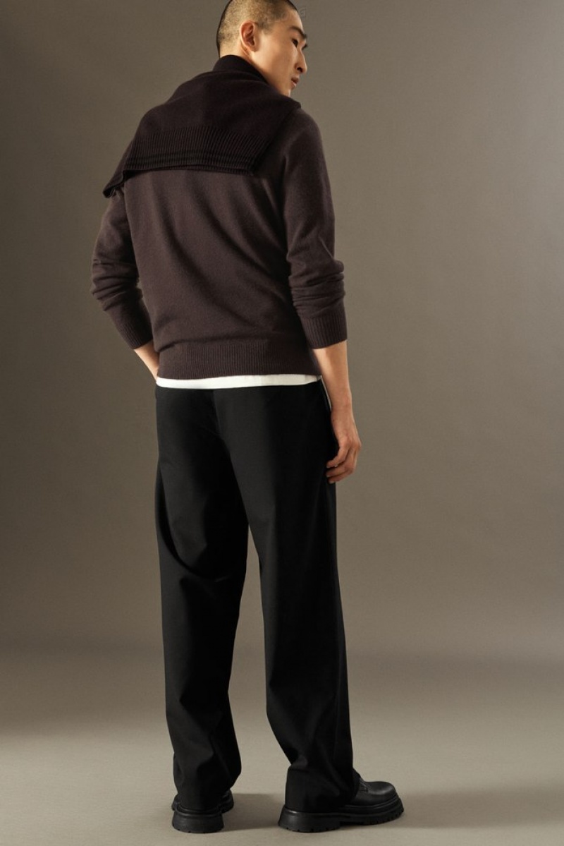 Black COS Wool-Hopsack Pants - Wide | AA75-C3BE