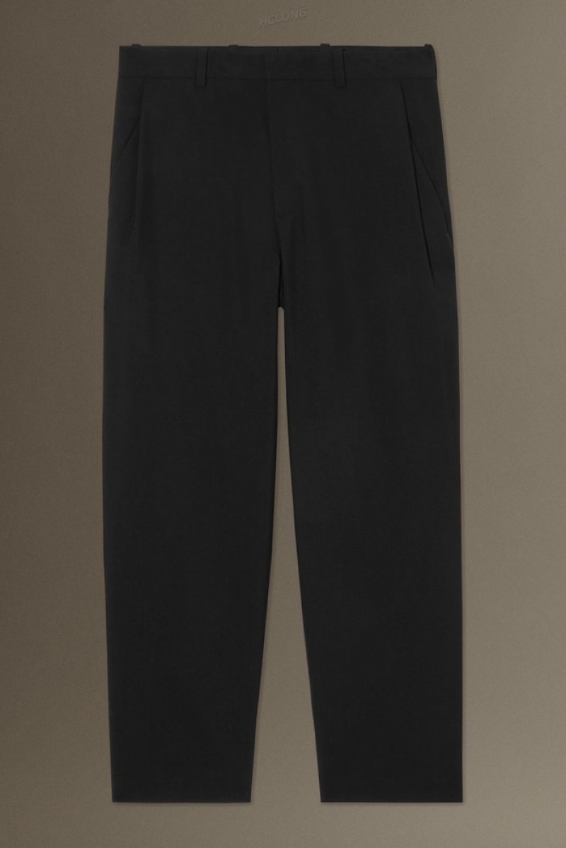 Black COS Wool-Hopsack Pants - Wide | AA75-C3BE