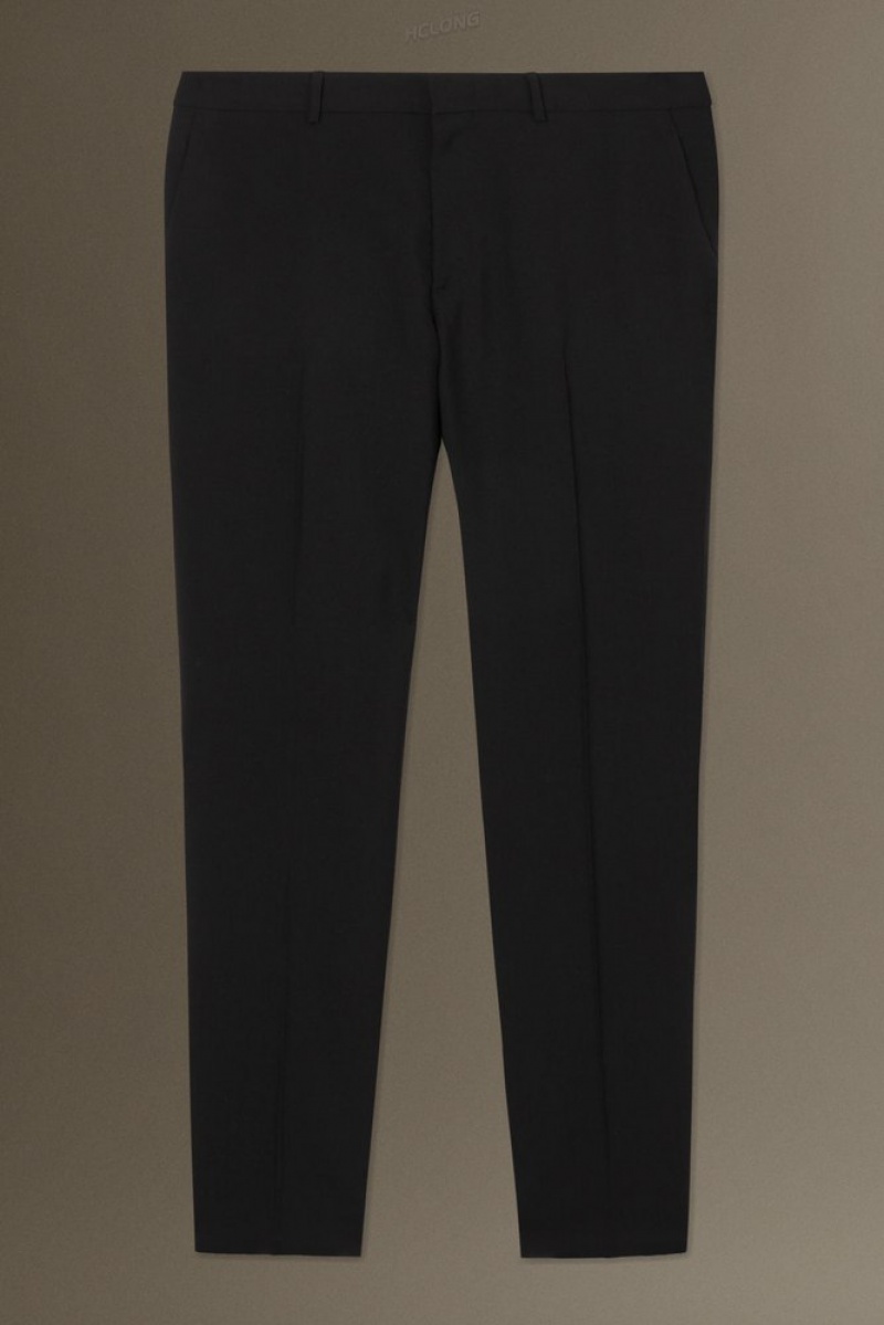 Black COS Wool-Hopsack Trousers - Slim | XS36-D9CR