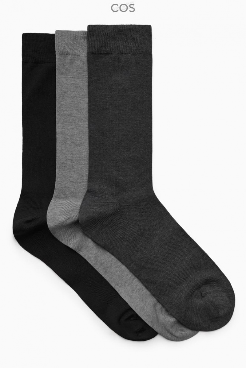 Black / Dark Grey / Light Grey COS 3-Pack Mercerised Cotton Socks | VY99-E7NP