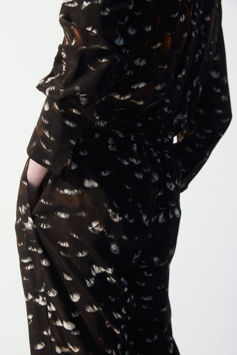 Black / Feather Print COS The Feather-Print Silk Trousers | FA96-P3AG