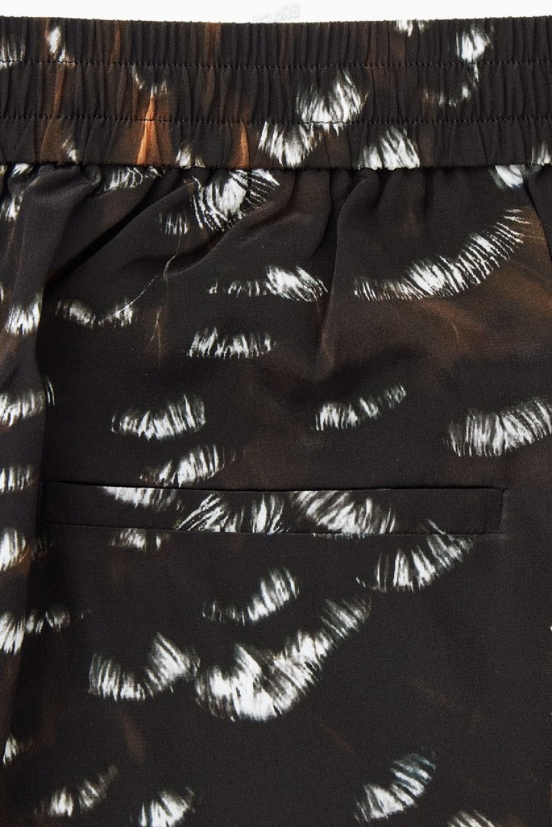 Black / Feather Print COS The Feather-Print Silk Trousers | FA96-P3AG