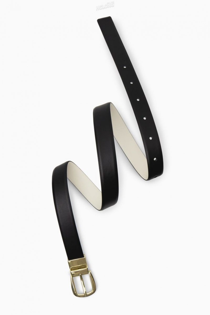 Black / Light Beige COS Reversible Leather Belt | KO12-Y0GO