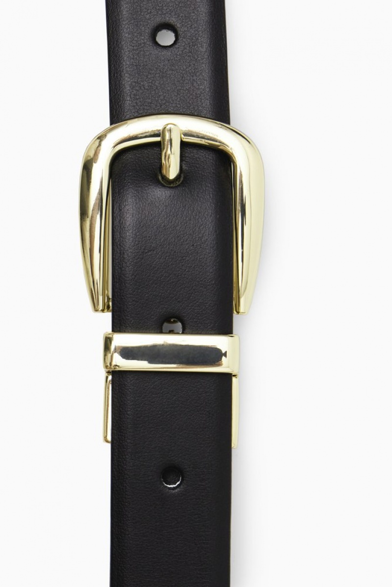 Black / Light Beige COS Reversible Leather Belt | KO12-Y0GO