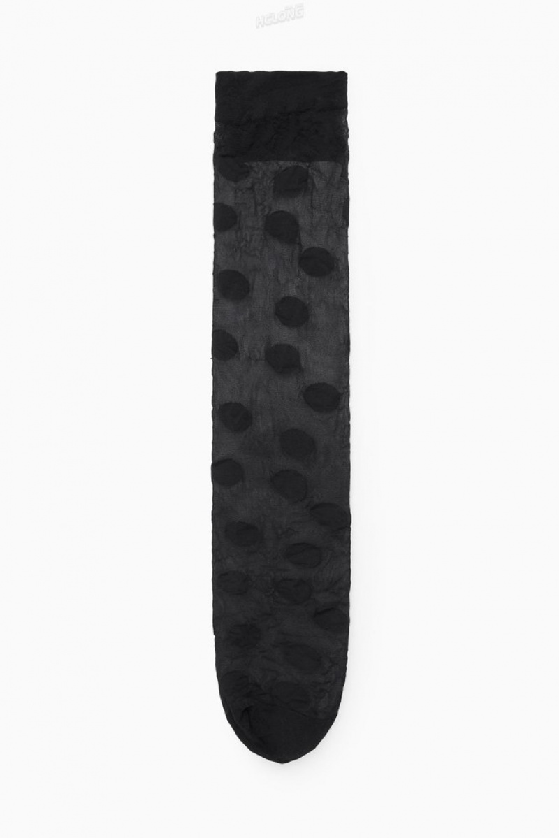 Black / Polka Dot COS Polka-Dot Semi-Sheer Knee-High Socks | JP78-C1FV