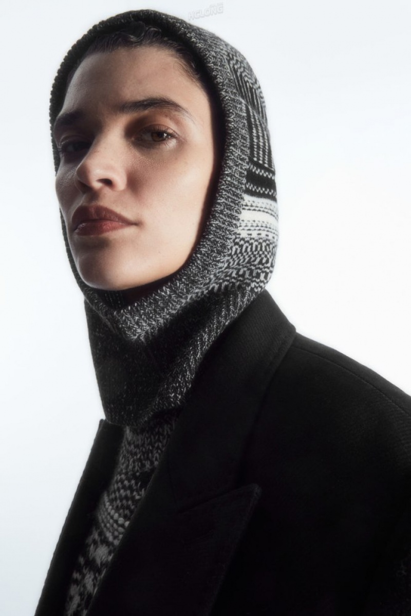 Black / White COS Fair Isle Merino Wool Balaclava | JL76-R3GV