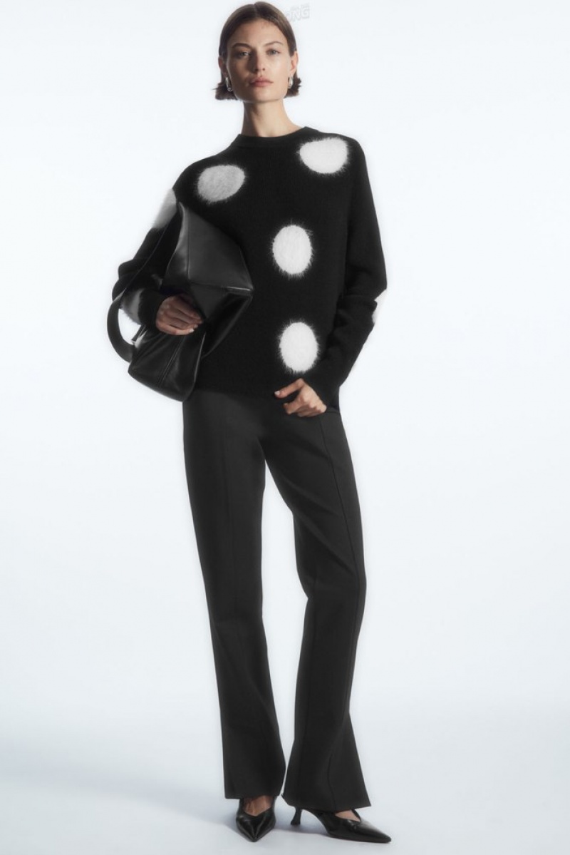 Black / White COS Intarsia-Knit Polka-Dot Wool Jumper | NU55-D6QD