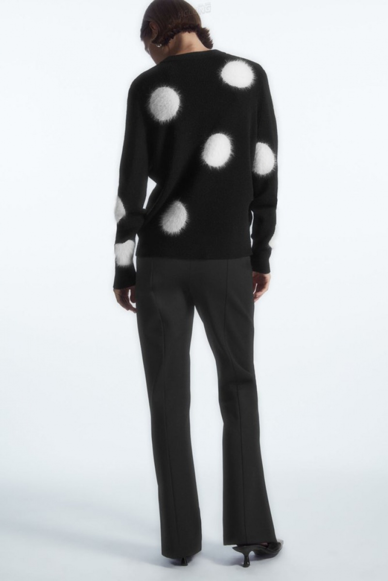 Black / White COS Intarsia-Knit Polka-Dot Wool Jumper | NU55-D6QD