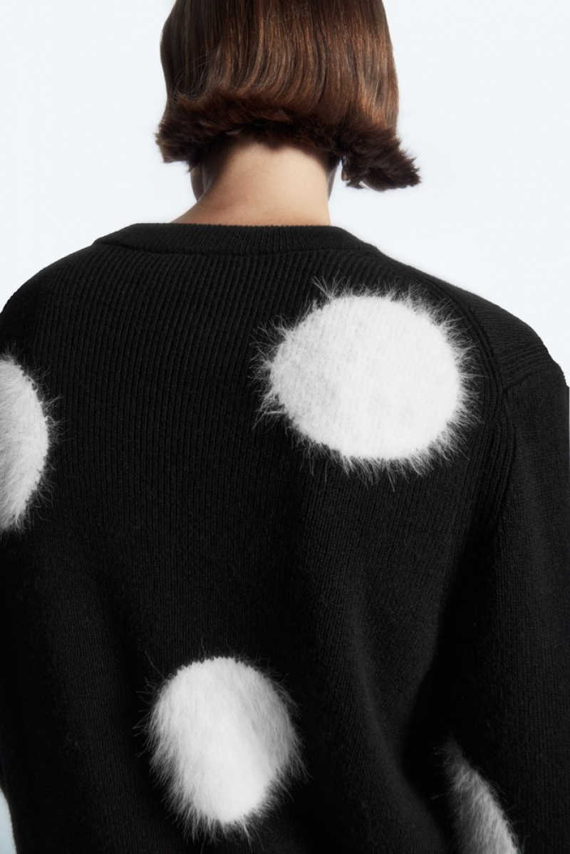 Black / White COS Intarsia-Knit Polka-Dot Wool Jumper | NU55-D6QD