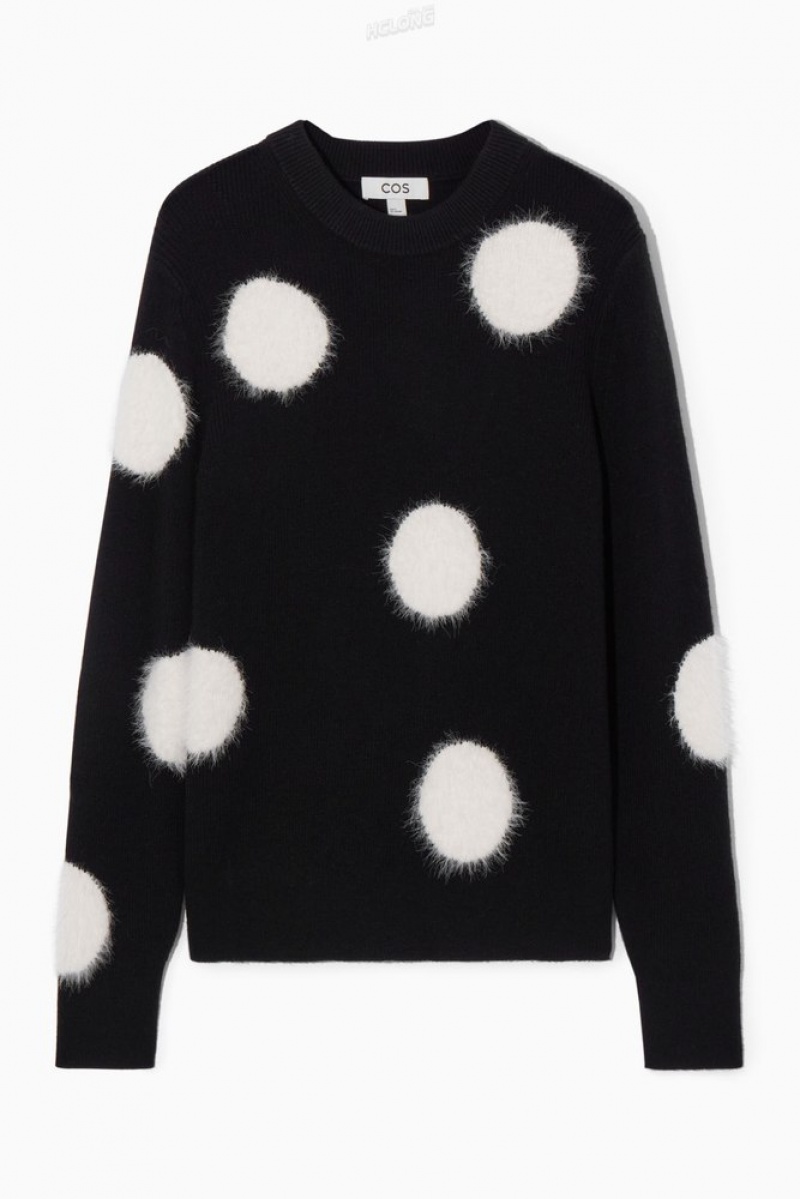 Black / White COS Intarsia-Knit Polka-Dot Wool Jumper | NU55-D6QD