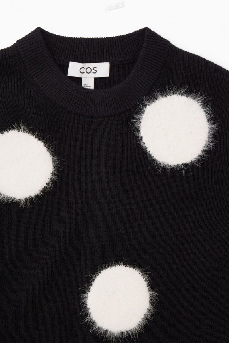 Black / White COS Intarsia-Knit Polka-Dot Wool Jumper | NU55-D6QD