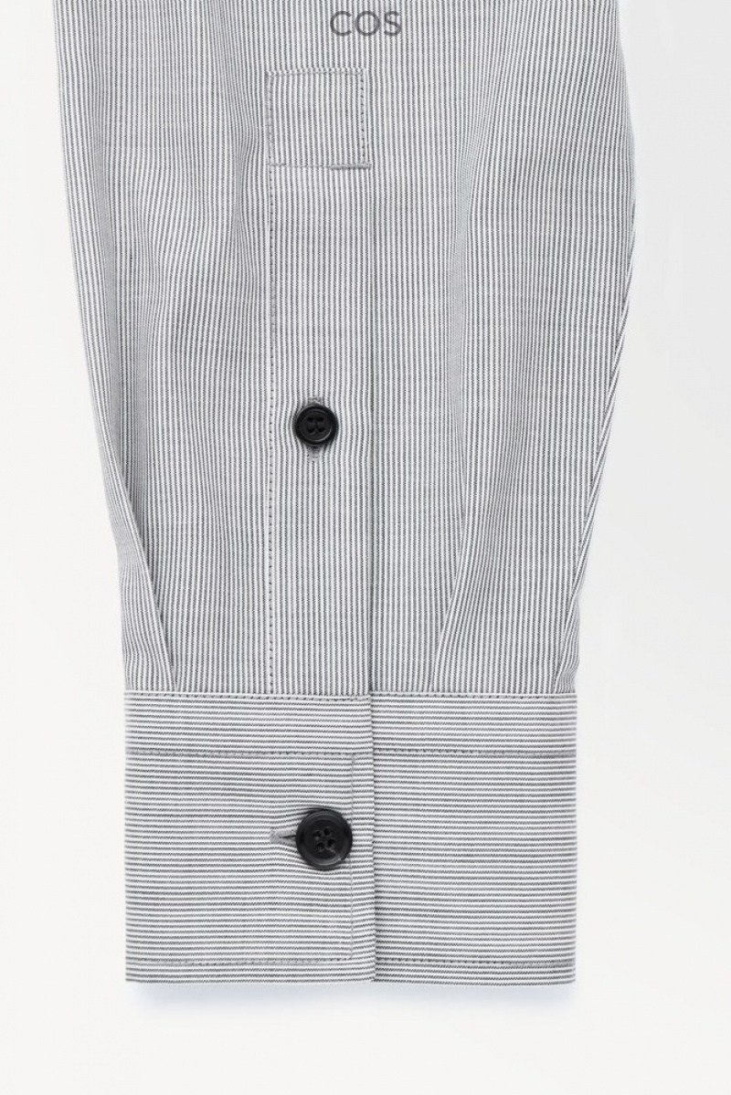 Black / White / Striped COS The Tailored Wool Shirt | IW97-J7KN