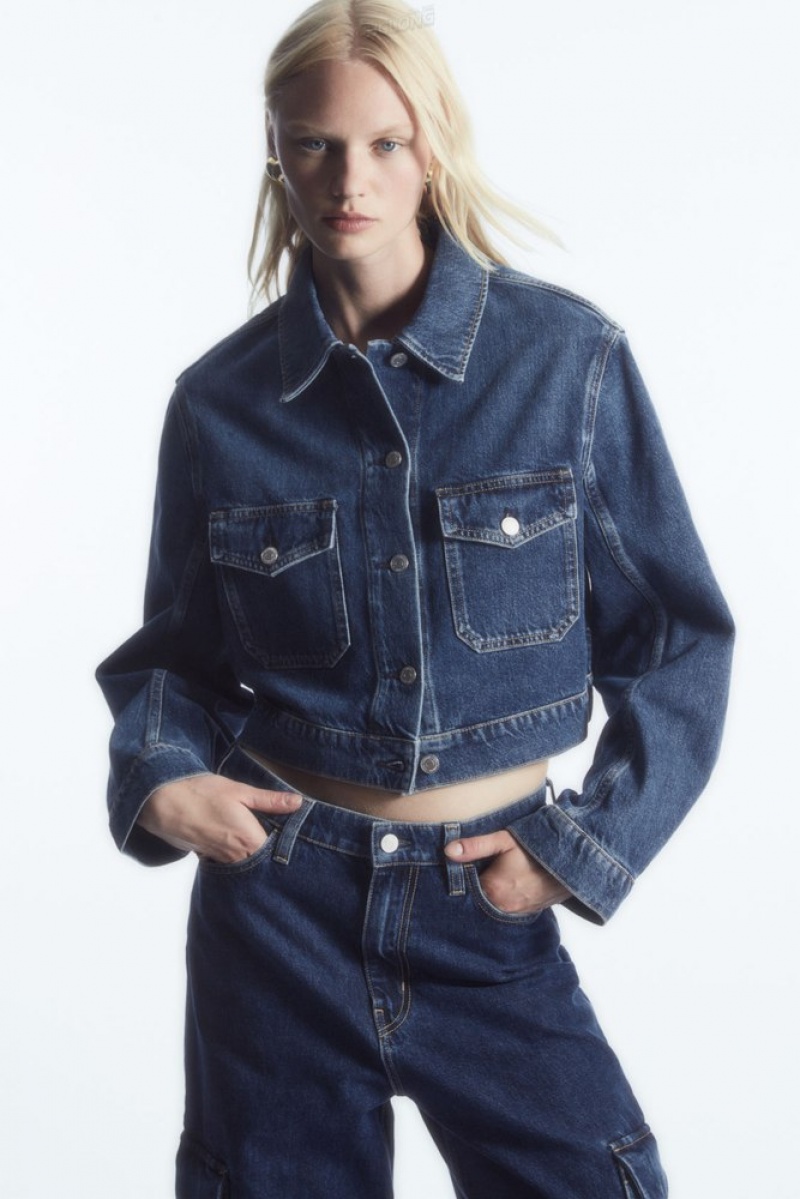 Blue COS Cropped Denim Jacket | HT83-H6PI