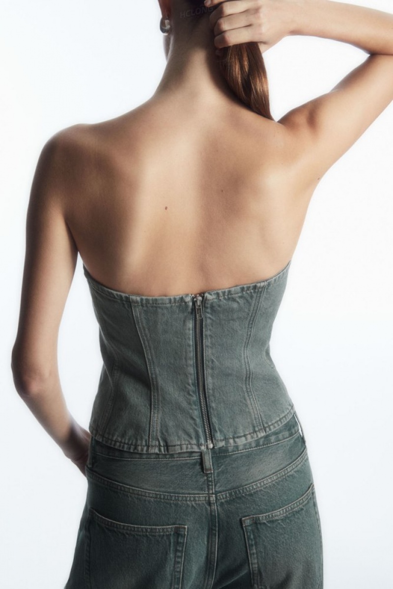 Blue COS Denim Bustier | YQ40-Q5NG