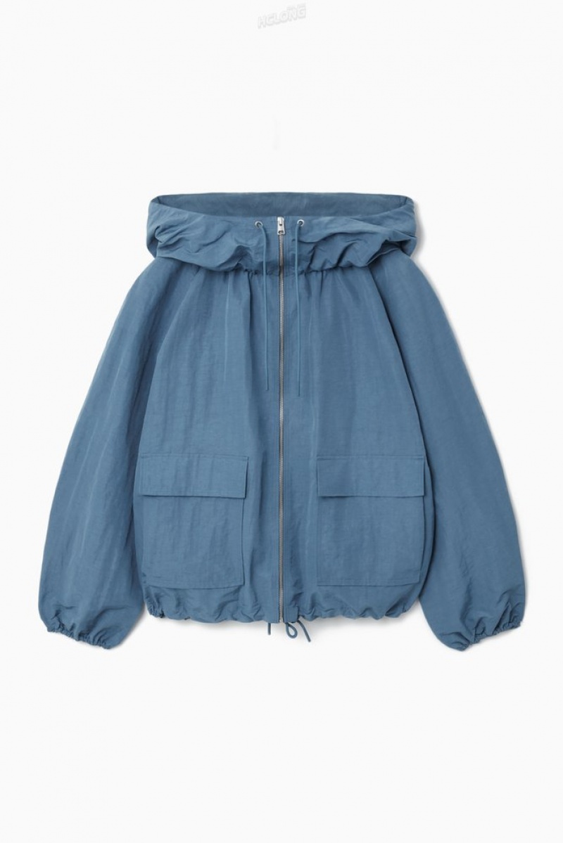 Blue COS Technical Linen-Blend Hooded Jacket | TC68-C8ZQ