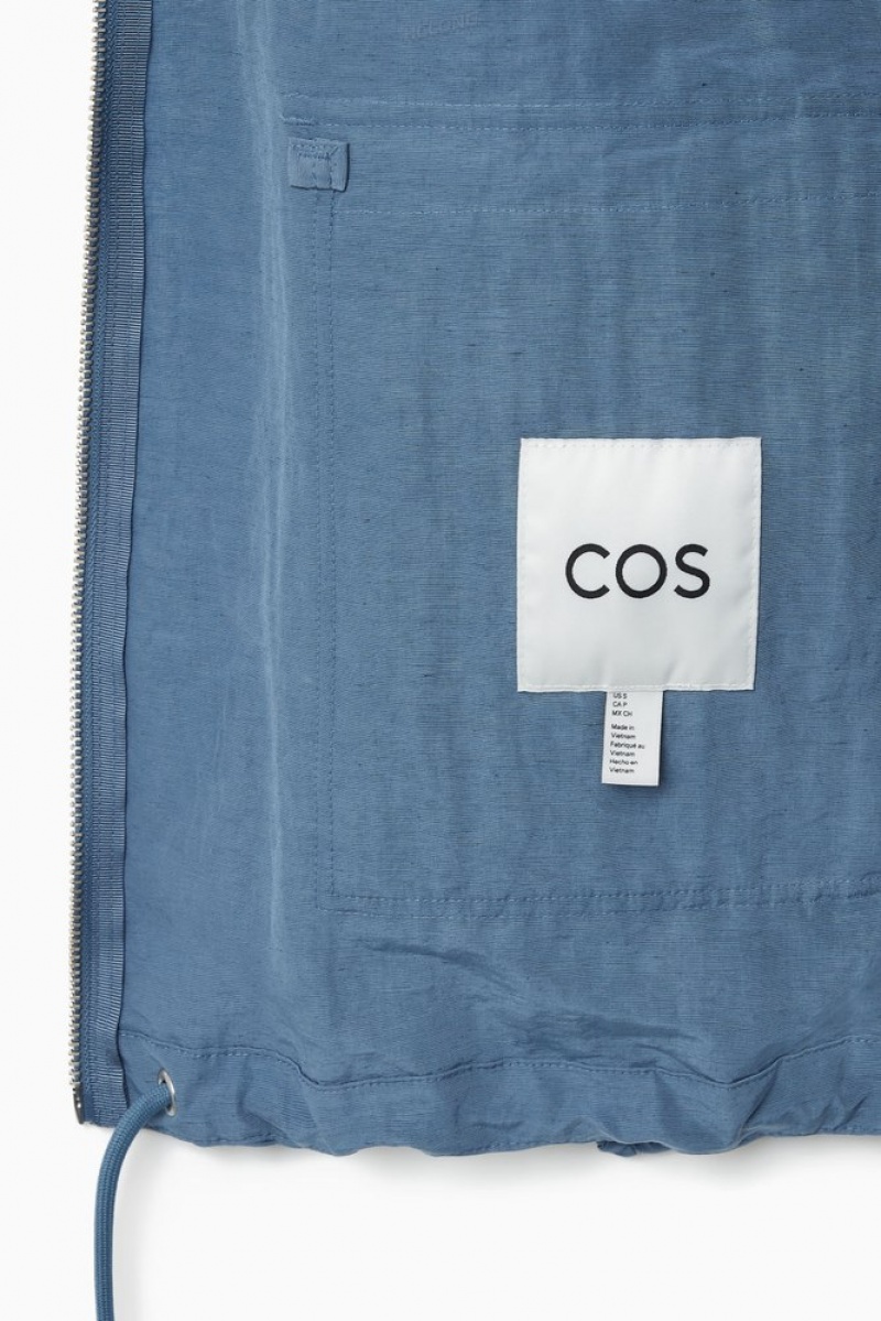 Blue COS Technical Linen-Blend Hooded Jacket | TC68-C8ZQ